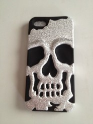 Iphone5 siver plating matte wrinkle / black skullcap